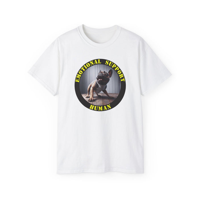 Emotional Support Human Tee - Unisex Cotton Shirt, Funny Dog Lover Gift, Pet Parent Apparel, Quirky Graphic Tee, Supportive Humor Wear