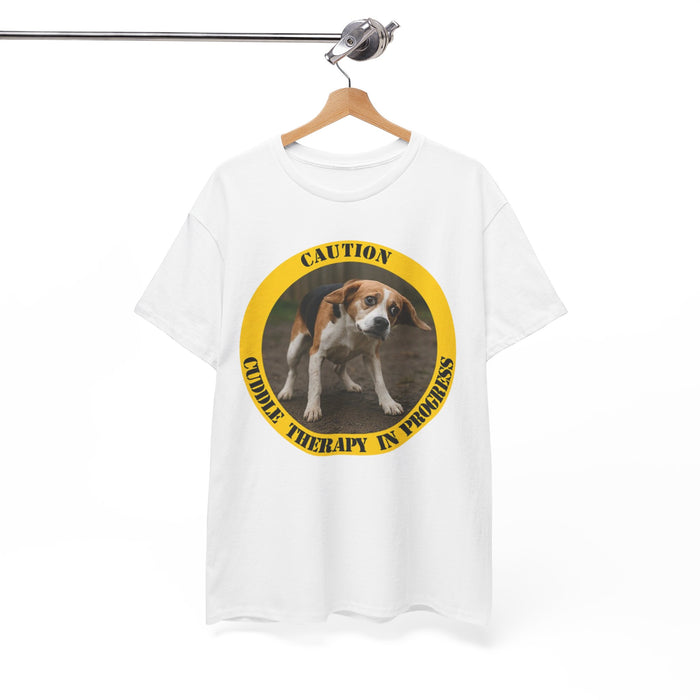 T-Shirt — "Caution: Canine Therapy in Progress" Beagle Rescue Tee