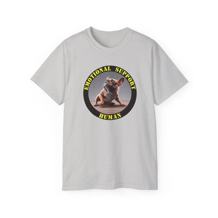 Emotional Support Human Tee - Unisex Cotton Shirt, Funny Dog Lover Gift, Pet Parent Apparel, Quirky Graphic Tee, Supportive Humor Wear