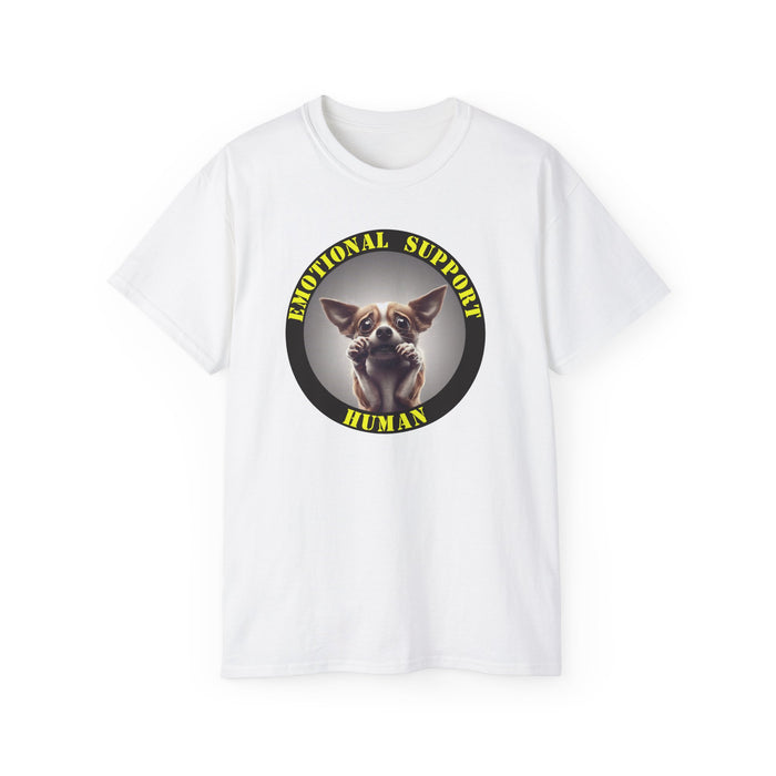Emotional Support Human Tee - Unisex Cotton Shirt, Funny Dog Lover Gift, Pet Parent Apparel, Quirky Graphic Tee, Supportive Humor Wear