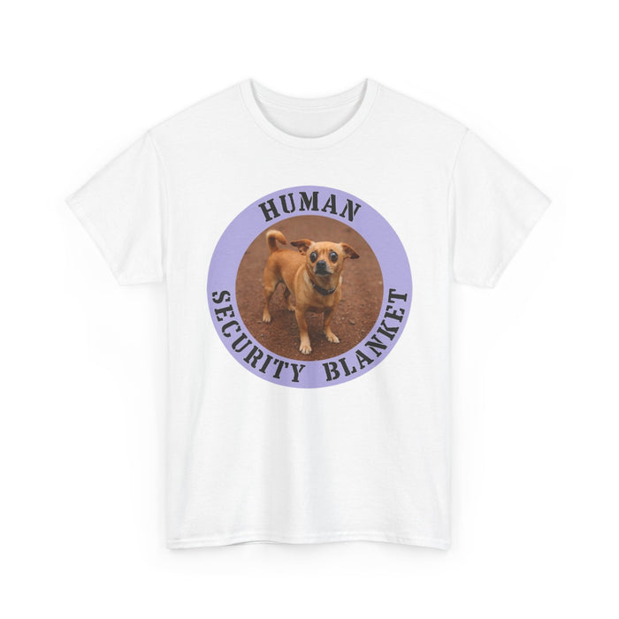Human Security Blanket T‑Shirt — Cute Dog Photo Tee