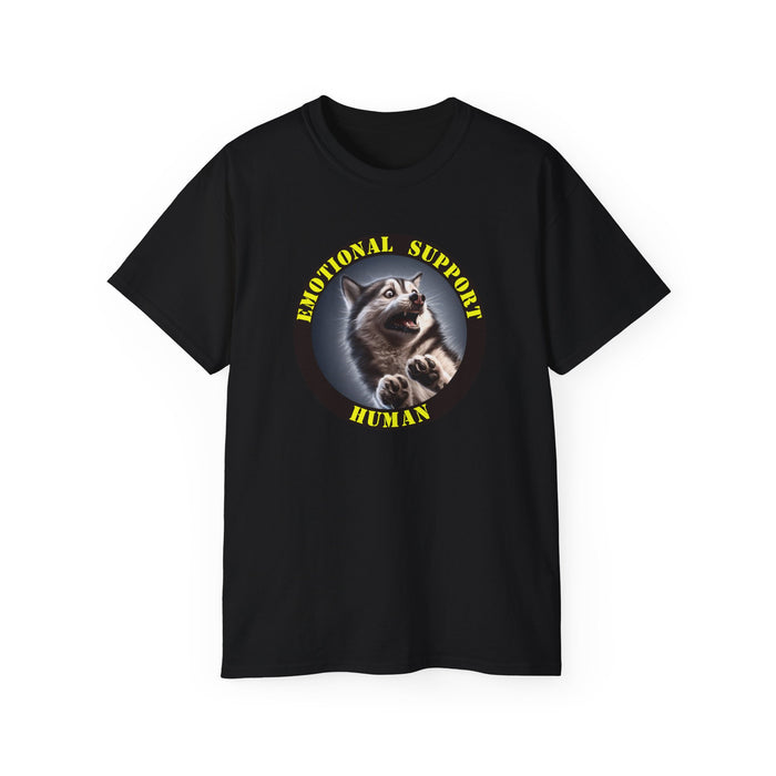Emotional Support Human Tee - Unisex Cotton Shirt, Funny Dog Lover Gift, Pet Parent Apparel, Quirky Graphic Tee, Supportive Humor Wear