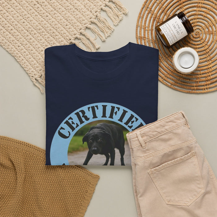 T-Shirt — "Certified Velcro Dog" Graphic Tee (Funny Dog Lover Shirt)