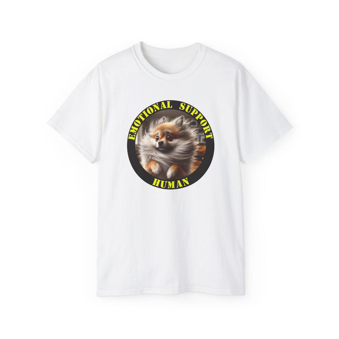 Emotional Support Human Tee - Unisex Cotton Shirt, Funny Dog Lover Gift, Pet Parent Apparel, Quirky Graphic Tee, Supportive Humor Wear