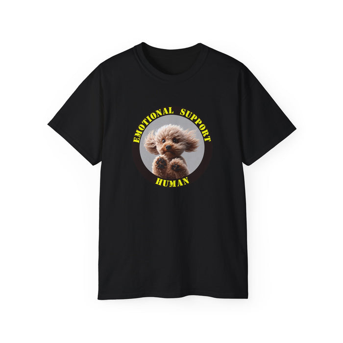 Emotional Support Human Tee - Unisex Cotton Shirt, Funny Dog Lover Gift, Pet Parent Apparel, Quirky Graphic Tee, Supportive Humor Wear
