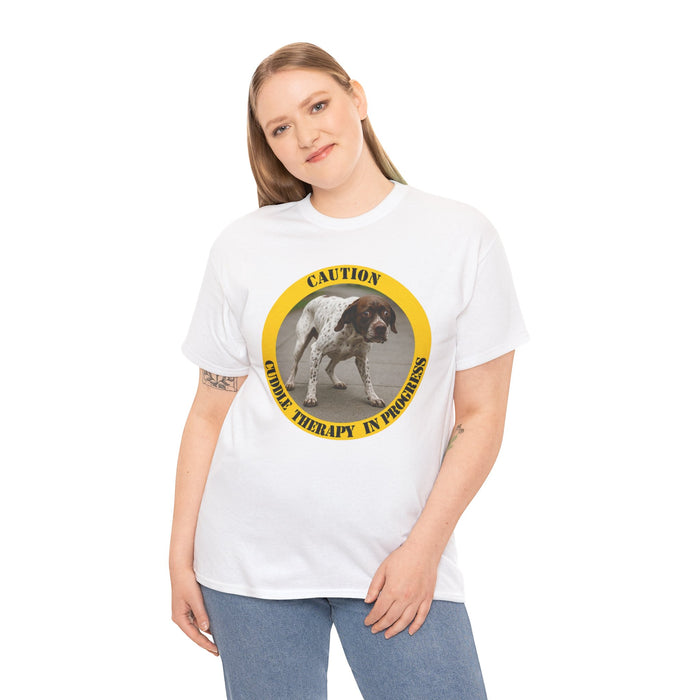 Dog Therapy T-Shirt — "Caution: Canine Therapy in Progress" Graphic Tee