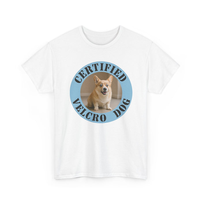 T-Shirt — "Certified Velcro Dog" Corgi Graphic Tee
