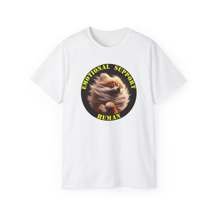 Emotional Support Human Tee - Unisex Cotton Shirt, Funny Dog Lover Gift, Pet Parent Apparel, Quirky Graphic Tee, Supportive Humor Wear
