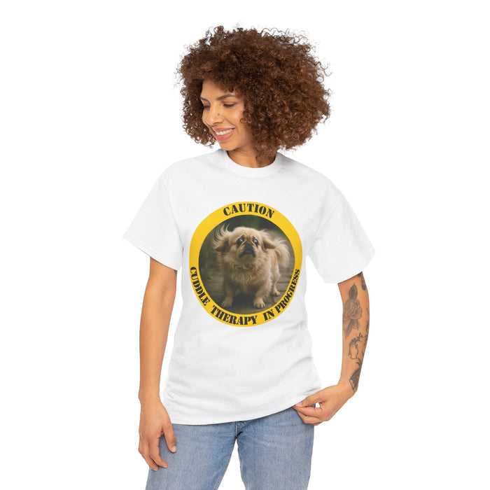 Dog Cuddle Therapy T‑Shirt - "Caution: Cuddle Therapy in Progress"