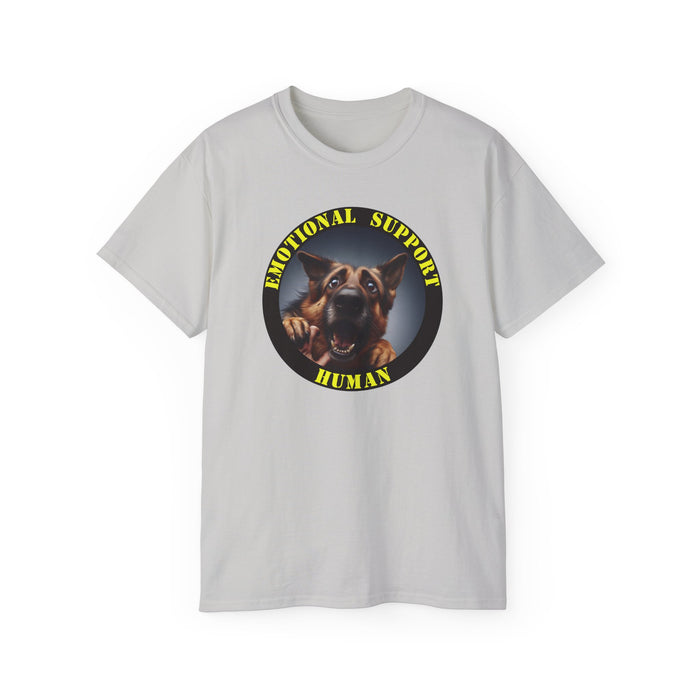 Emotional Support Human Tee - Unisex Cotton Shirt, Funny Dog Lover Gift, Pet Parent Apparel, Quirky Graphic Tee, Supportive Humor Wear