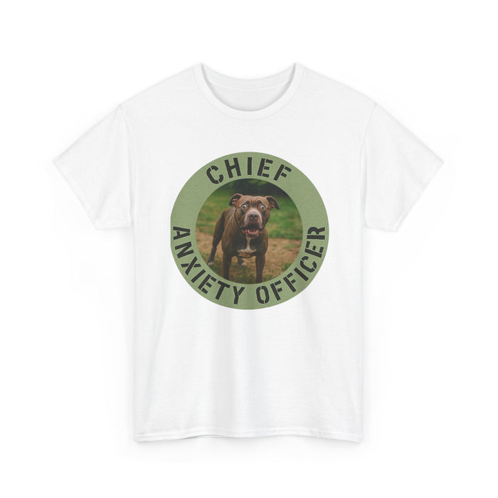 Dog Lover T-Shirt — "Chief Anxiety Officer" Graphic Tee with Funny Pup Design