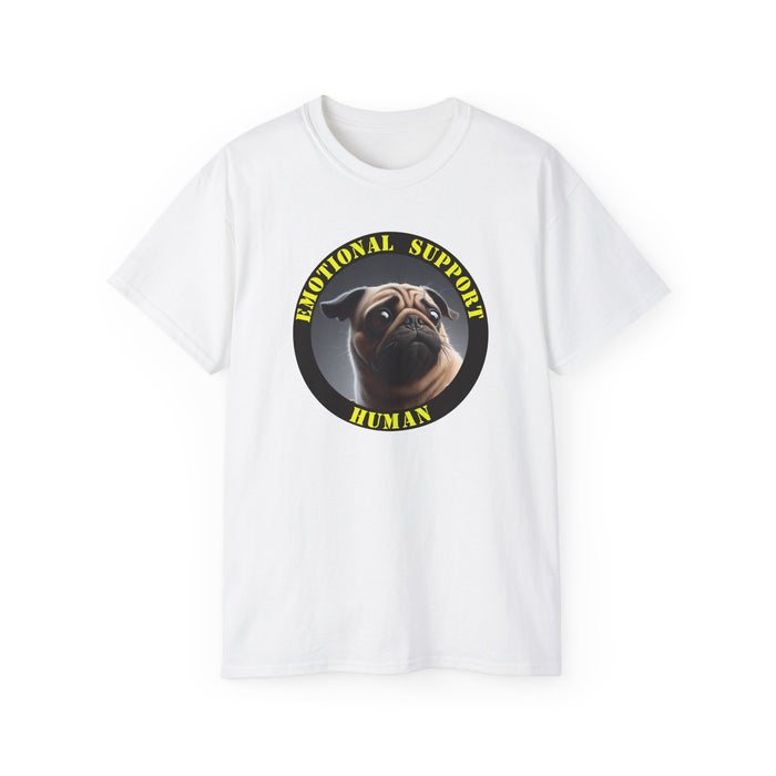 Emotional Support Human Tee - Unisex Cotton Shirt, Funny Dog Lover Gift, Pet Parent Apparel, Quirky Graphic Tee, Supportive Humor Wear