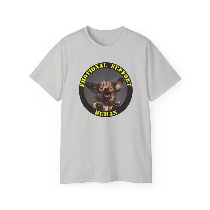 Emotional Support Human Tee - Unisex Cotton Shirt, Funny Dog Lover Gift, Pet Parent Apparel, Quirky Graphic Tee, Supportive Humor Wear