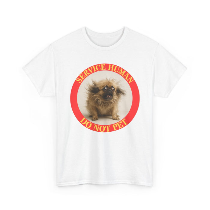 T-Shirt — "Service Human Do Not Pet" Cute Pomeranian Service Animal Humor Tee
