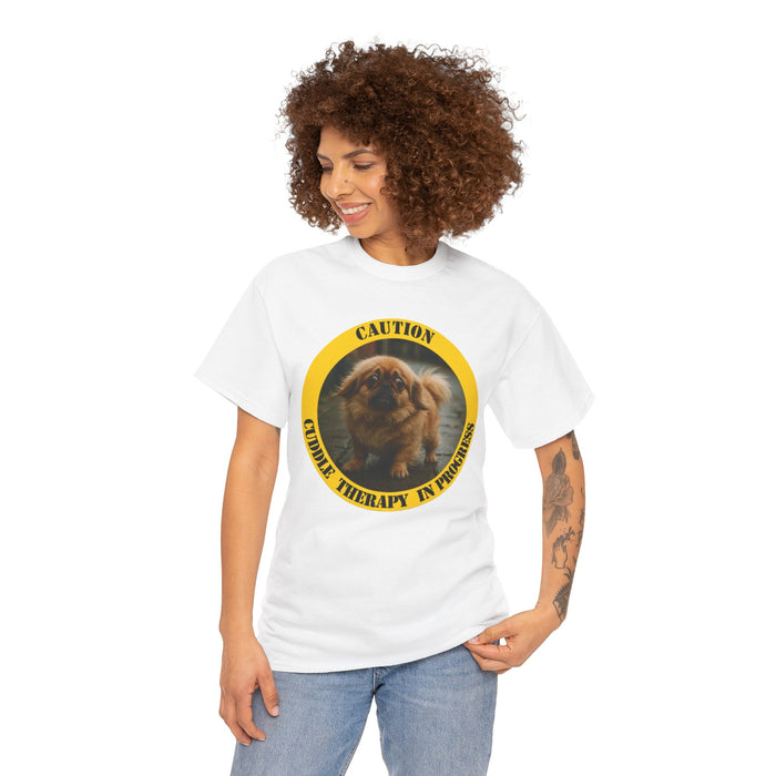 Caution: Cuddle Therapy in Progress T-Shirt — Cute Pomeranian Dog Tee