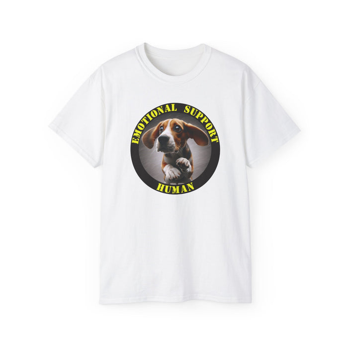 Emotional Support Human Tee - Unisex Cotton Shirt, Funny Dog Lover Gift, Pet Parent Apparel, Quirky Graphic Tee, Supportive Humor Wear