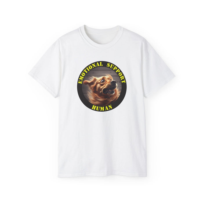 Emotional Support Human Tee - Unisex Cotton Shirt, Funny Dog Lover Gift, Pet Parent Apparel, Quirky Graphic Tee, Supportive Humor Wear