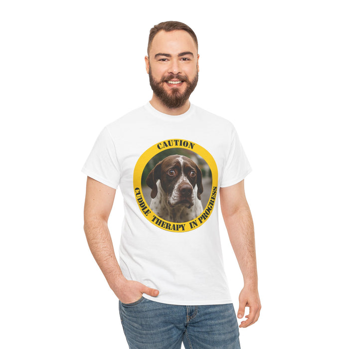 T-Shirt — "Caution: Cuddle Therapy in Progress" Dog Photo Tee