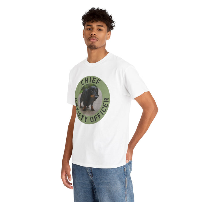 Chief Anxiety Officer T-Shirt — Cute Dachshund Pet Humor Tee