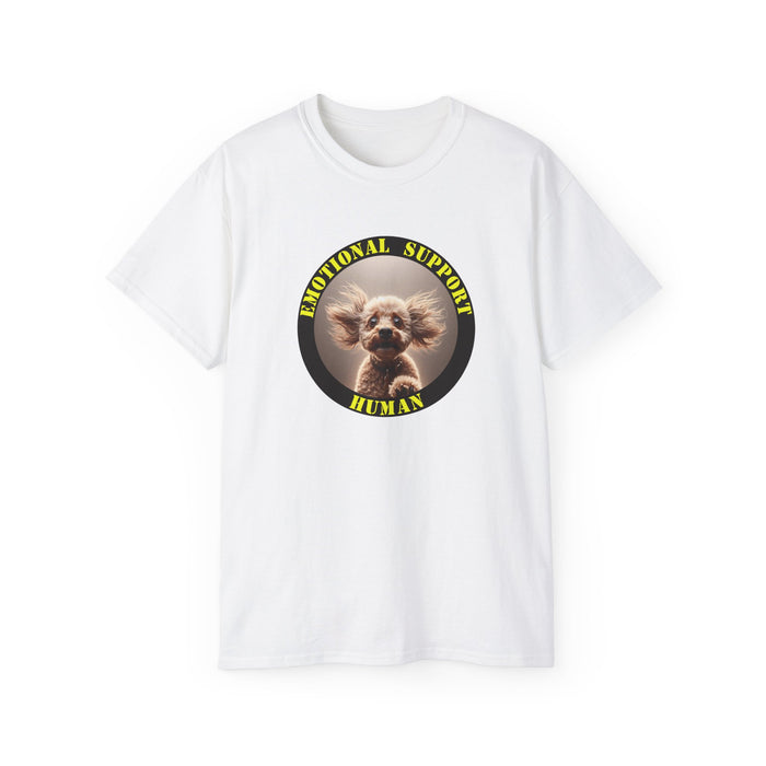 Emotional Support Human Tee - Unisex Cotton Shirt, Funny Dog Lover Gift, Pet Parent Apparel, Quirky Graphic Tee, Supportive Humor Wear