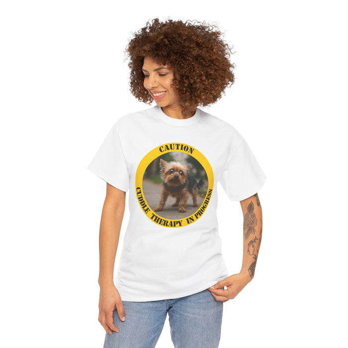 T-Shirt — Caution: Canine Therapy In Progress Cute Dog Badge Tee