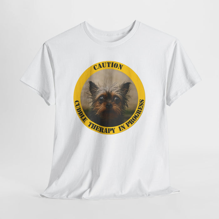 T-Shirt — Caution: Canine Therapy In Progress (Yorkie Dog Graphic)