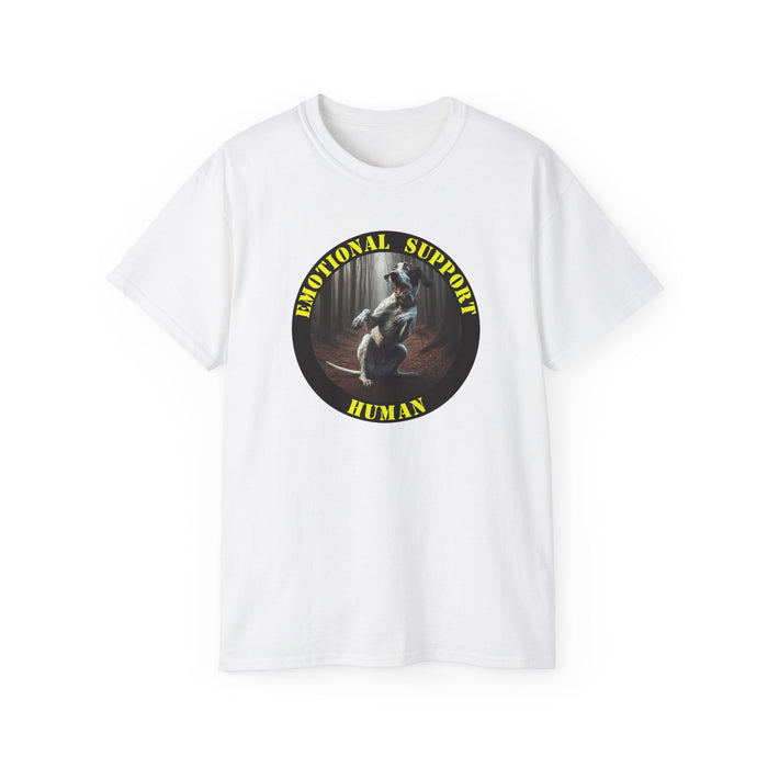 Emotional Support Human Tee - Unisex Cotton Shirt, Funny Dog Lover Gift, Pet Parent Apparel, Quirky Graphic Tee, Supportive Humor Wear