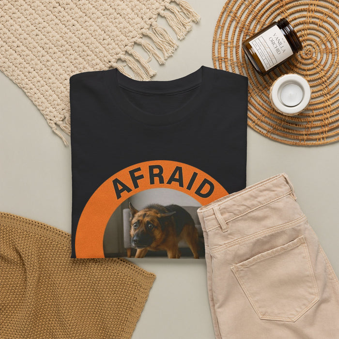 Afraid But Trying Tee — Cute Dog Motivational Graphic T-Shirt