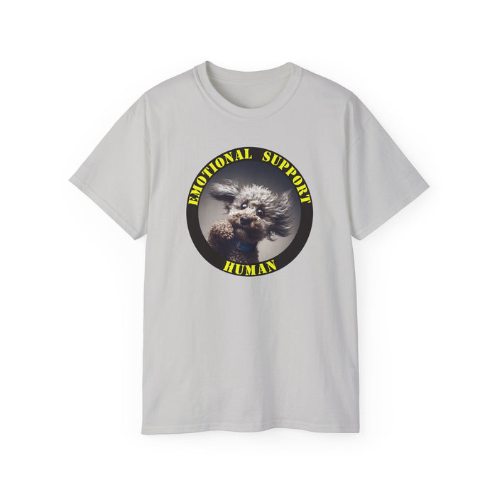 Emotional Support Human Tee - Unisex Cotton Shirt, Funny Dog Lover Gift, Pet Parent Apparel, Quirky Graphic Tee, Supportive Humor Wear