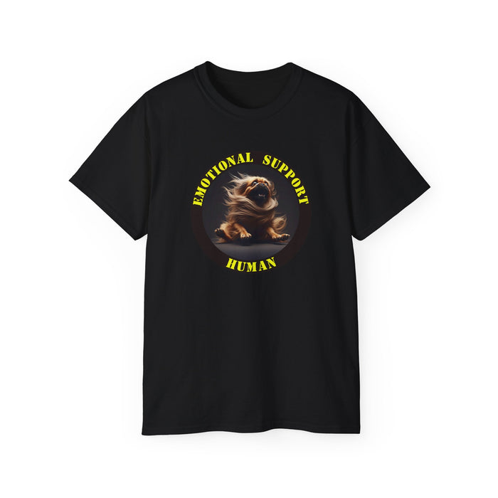 Emotional Support Human Tee - Unisex Cotton Shirt, Funny Dog Lover Gift, Pet Parent Apparel, Quirky Graphic Tee, Supportive Humor Wear