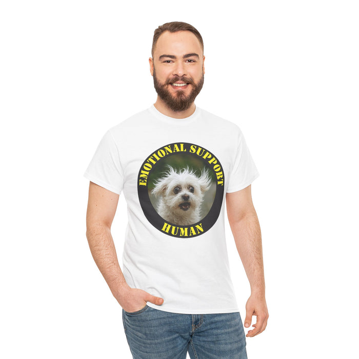 Emotional Support Human T-Shirt — Funny Dog Face Tee for Pet Lovers