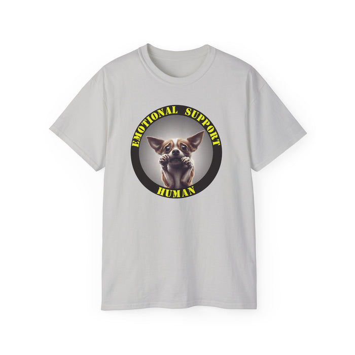 Emotional Support Human Tee - Unisex Cotton Shirt, Funny Dog Lover Gift, Pet Parent Apparel, Quirky Graphic Tee, Supportive Humor Wear