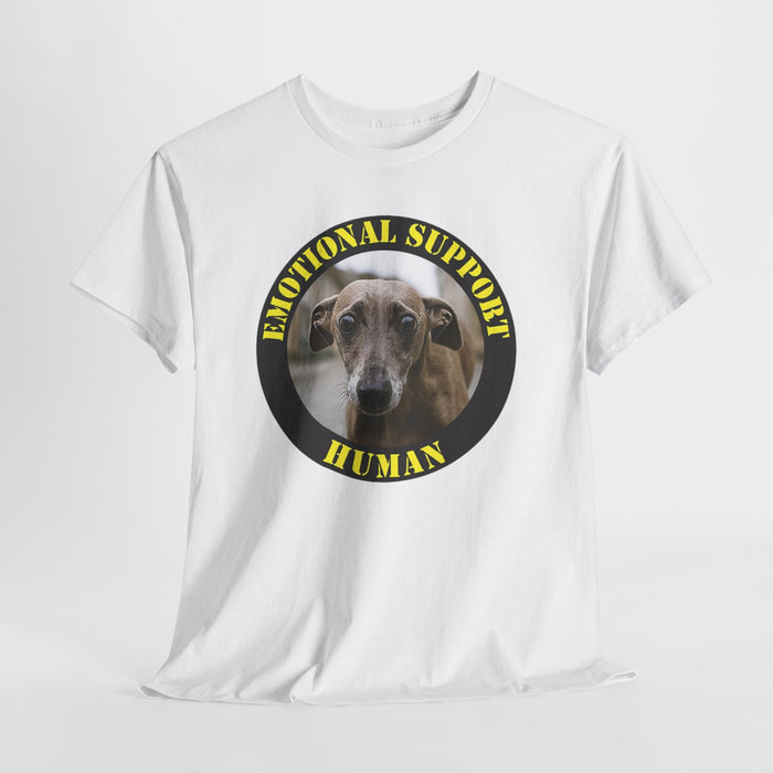 Emotional Support Human T-Shirt — Funny Dog Photo Tee for Pet Lovers