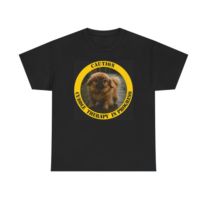 Caution: Cuddle Therapy In Progress T-Shirt — Cute Pekingese Dog Tee