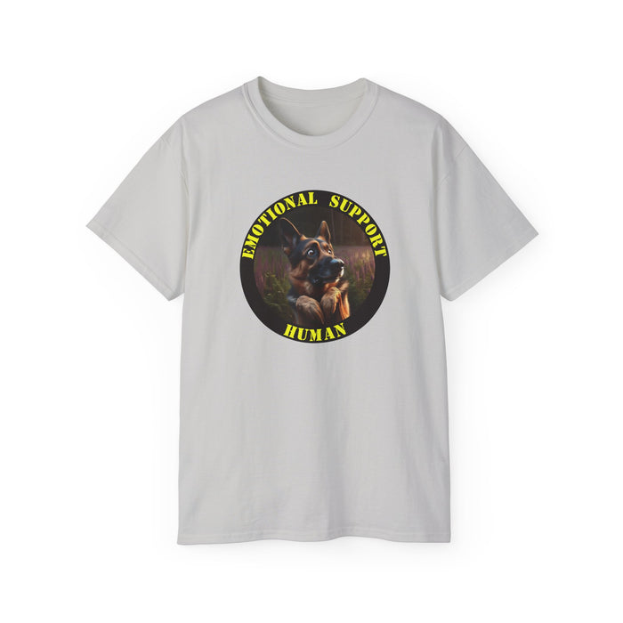 Emotional Support Human Tee - Unisex Cotton Shirt, Funny Dog Lover Gift, Pet Parent Apparel, Quirky Graphic Tee, Supportive Humor Wear