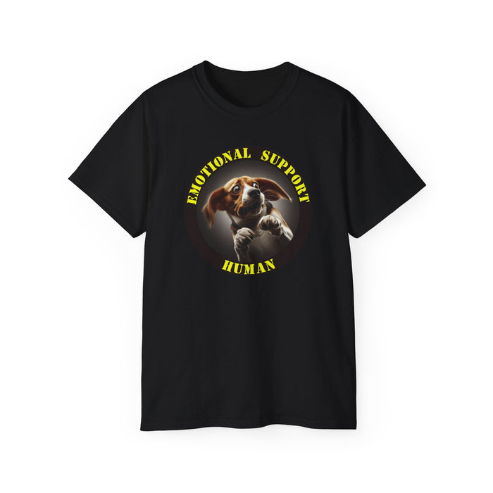 Emotional Support Human Tee - Unisex Cotton Shirt, Funny Dog Lover Gift, Pet Parent Apparel, Quirky Graphic Tee, Supportive Humor Wear
