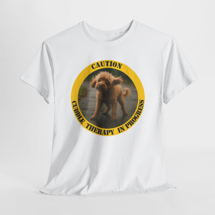 Caution: Cuddle Therapy In Progress T‑Shirt — Cute Puppy Graphic Tee