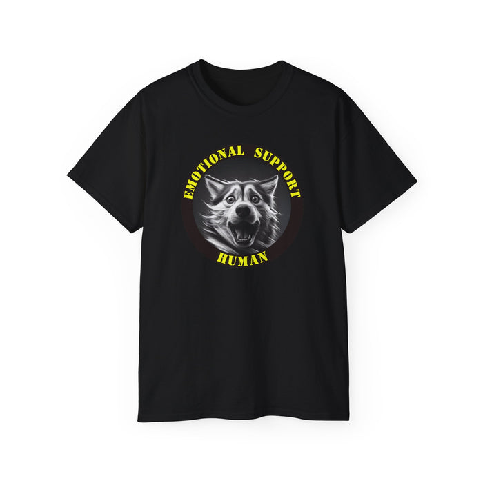 Emotional Support Human Tee - Unisex Cotton Shirt, Funny Dog Lover Gift, Pet Parent Apparel, Quirky Graphic Tee, Supportive Humor Wear