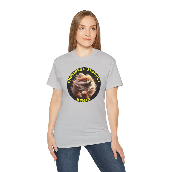 Emotional Support Human Tee - Unisex Cotton Shirt, Funny Dog Lover Gift, Pet Parent Apparel, Quirky Graphic Tee, Supportive Humor Wear