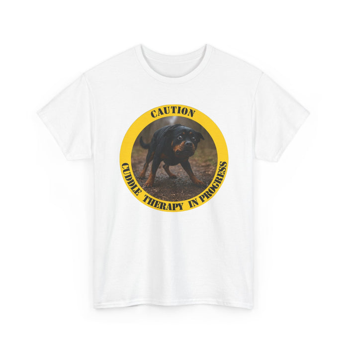 Dog Therapy Tee — "Caution: Canine Therapy in Progress" Graphic T-Shirt
