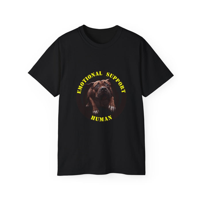 Emotional Support Human Tee - Unisex Cotton Shirt, Funny Dog Lover Gift, Pet Parent Apparel, Quirky Graphic Tee, Supportive Humor Wear
