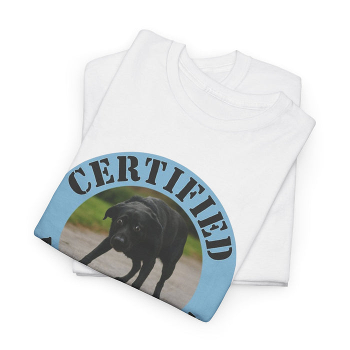 T-Shirt — "Certified Velcro Dog" Graphic Tee (Funny Dog Lover Shirt)