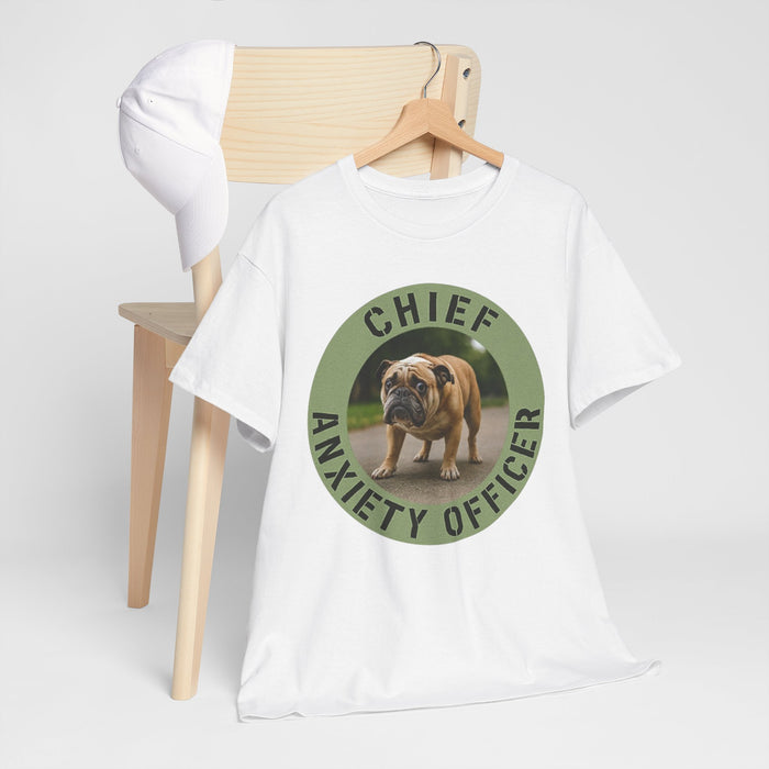 Chief Anxiety Officer T-Shirt — Funny Bulldog Pet Tee