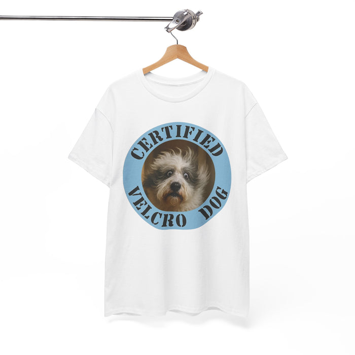 Certified Velcro Dog T‑Shirt — Funny Pet Lover Tee featuring Dog Portrait